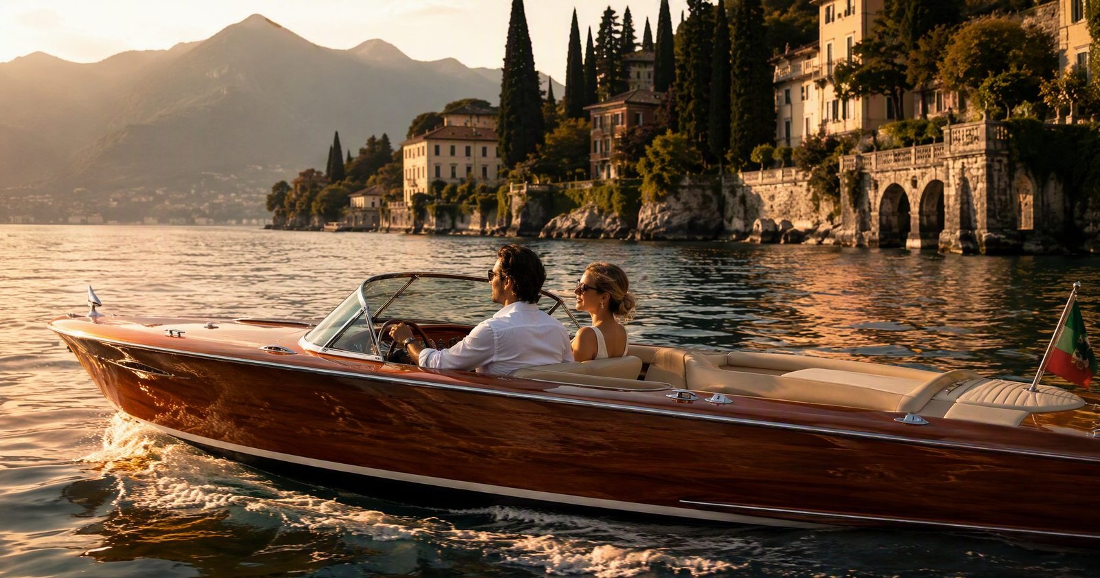 Front de lac de Cernobbio avec les jardins de la Villa d'Este sur le lac de Côme